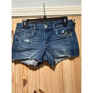 BLANKNYC The Astor Shorts Womens Size 25 Medium Wash Blue Cut-Off Distressed NWT